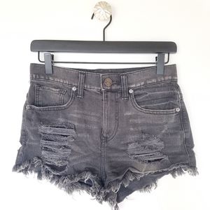 EXPRESS | Black Denim Jeans cut off shorts raw hem Size 2